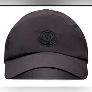 NEW MONCLER BLACK TECHNICAL NYLON SILICONE LOGO BASEBALL CAP HAT MEDIUM